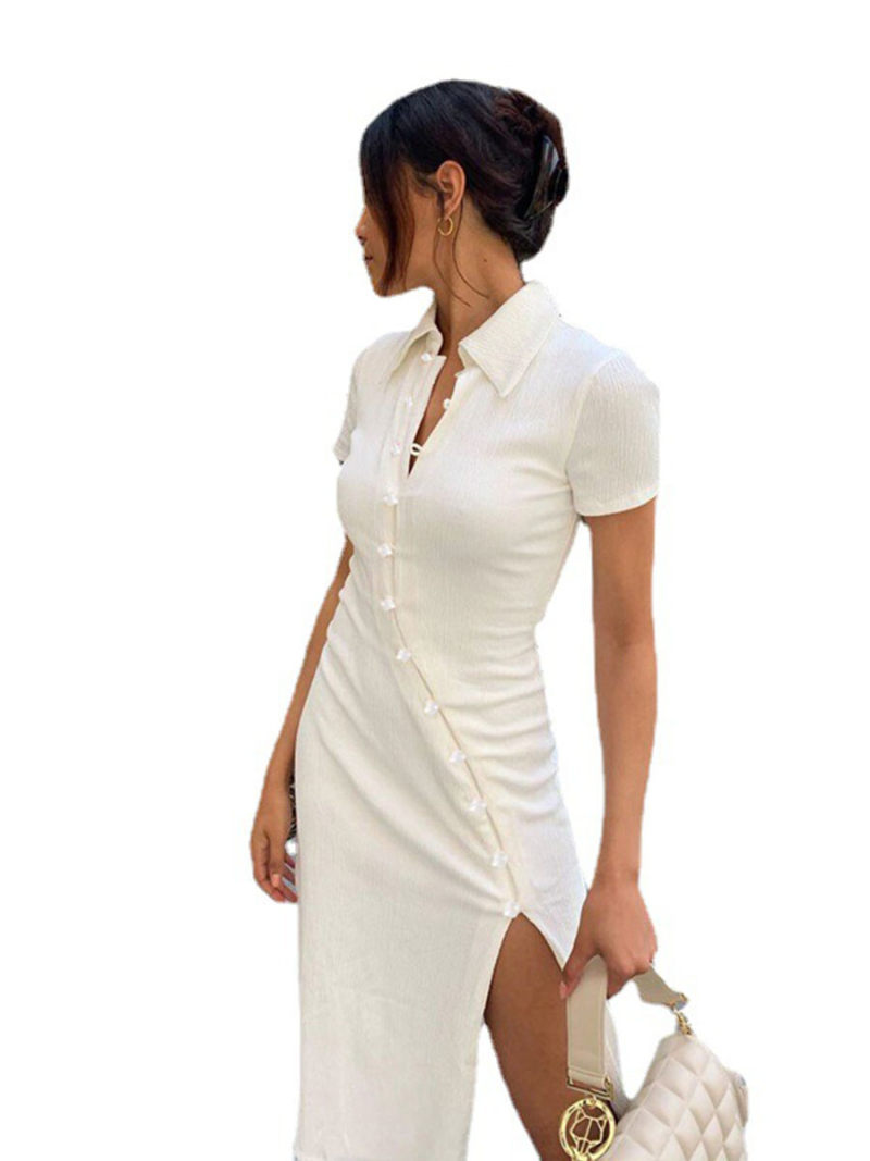 Maxi Bodycon Dress With Button On Front