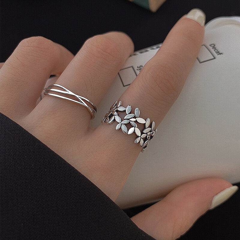 Simple maple leaves  rings s925