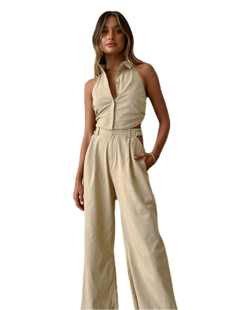 Pure color summer two-piece outfit