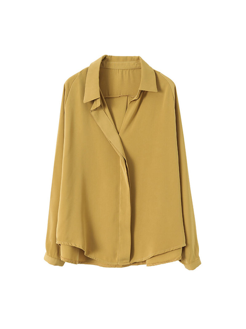 Oversized Long Sleeves Collar Slip  Blouse