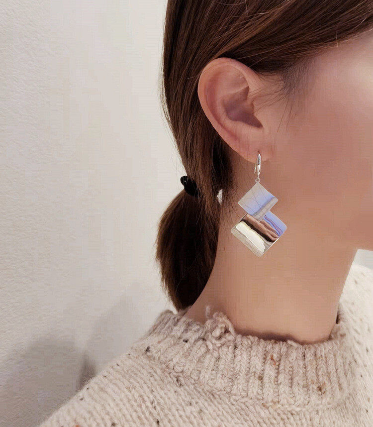 Textured geometric stud earrings s925