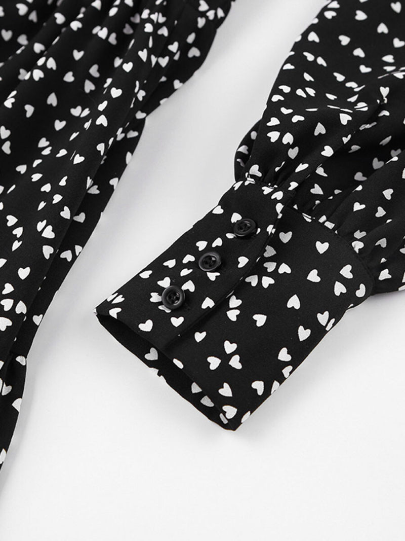 Wave point lantern sleeve dress