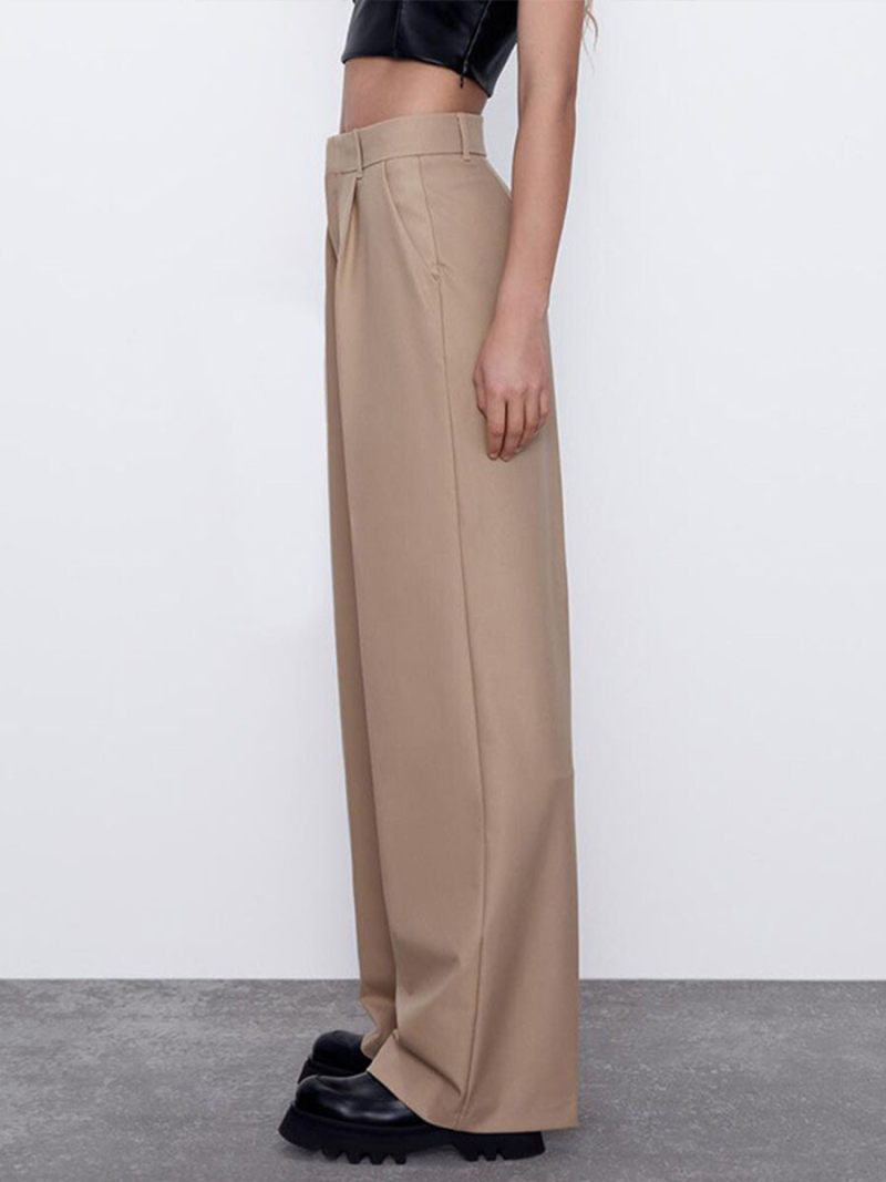 Tall waist leisure wide-legged pants
