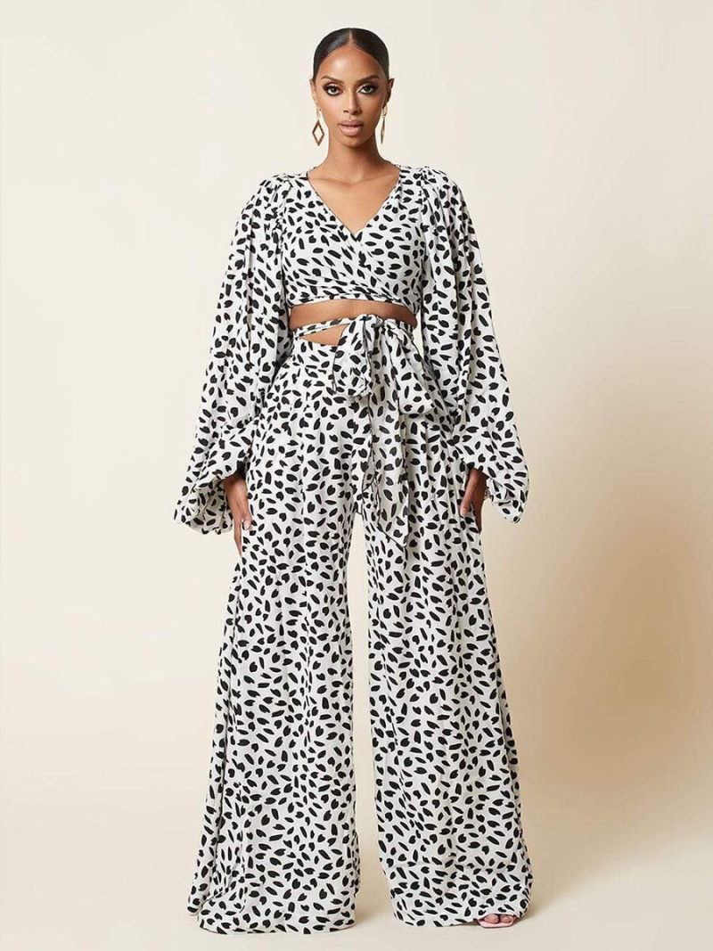 Leopard print two-piece outfit