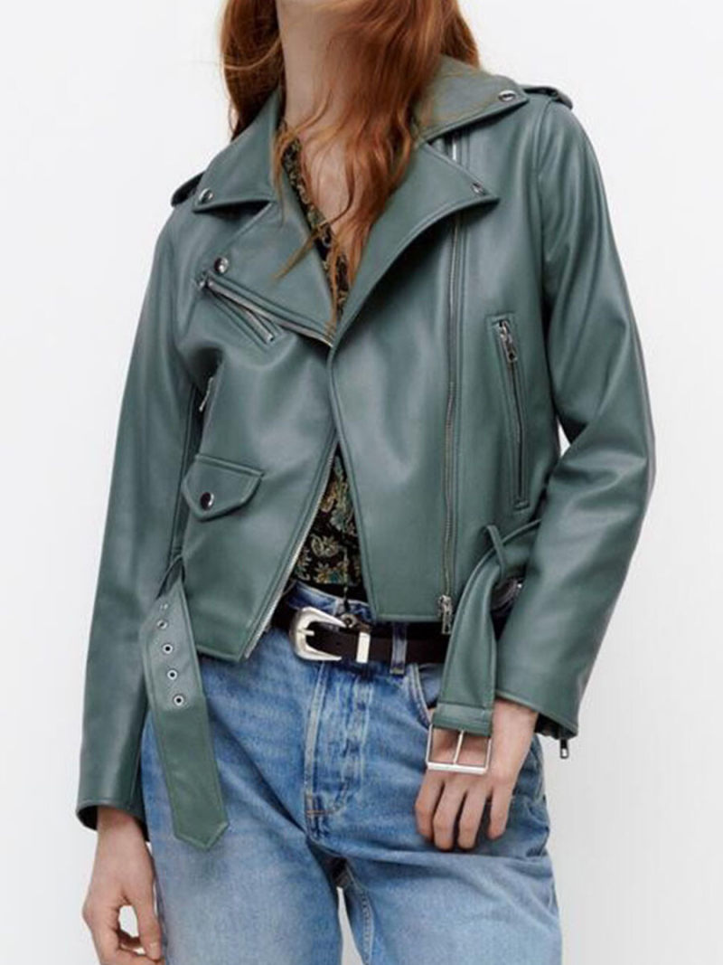Imitation leather motorcycle jacket