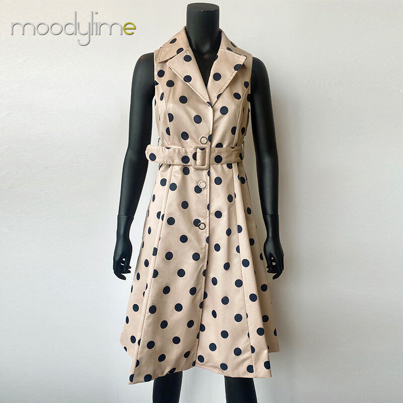 Callor  Copper Spot With Waist Belted  Mide Dress
