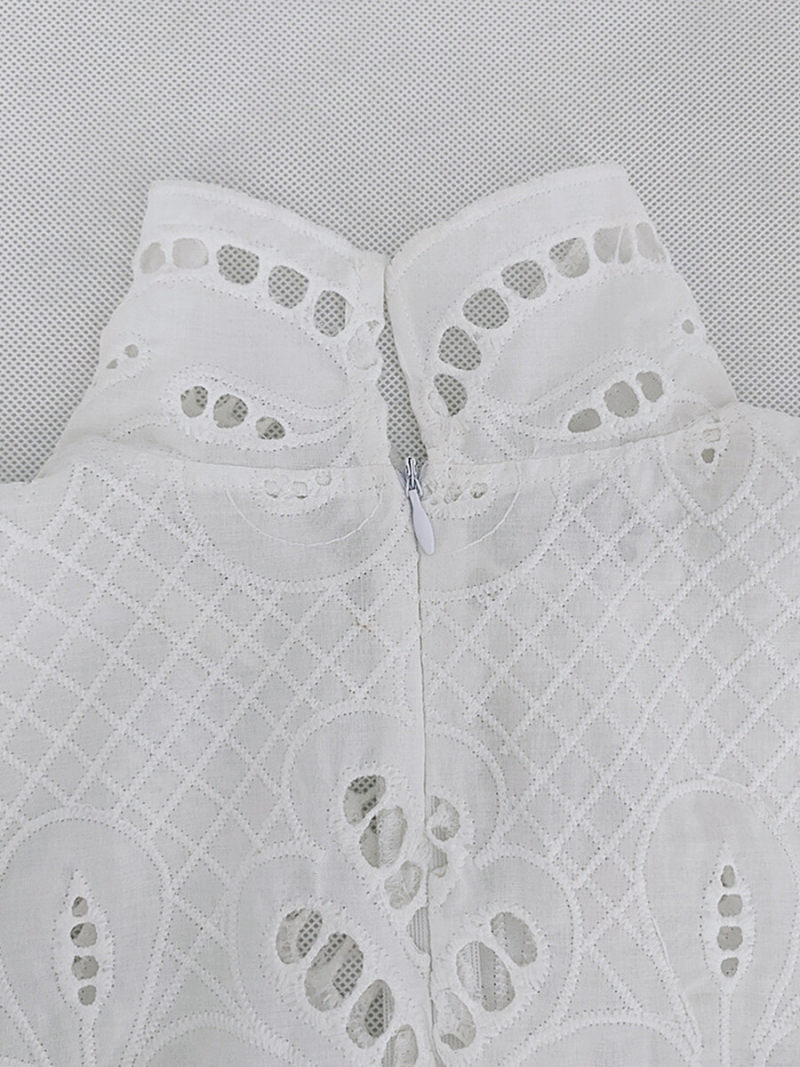 Floral Lace Stand Neck Lanter Sleeves  Mini Dress  With  Wrap Belted