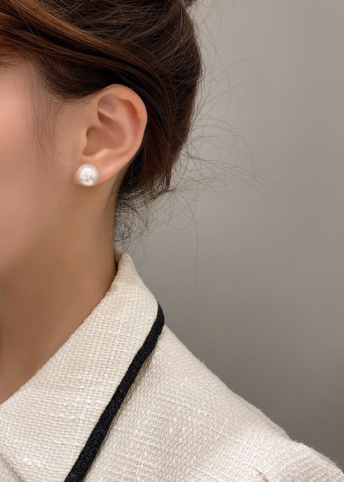 S925 hoop crystal earrings with pearl drop