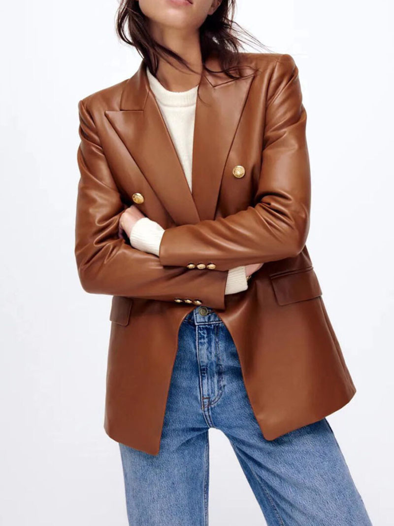 Leisure imitation leather jacket