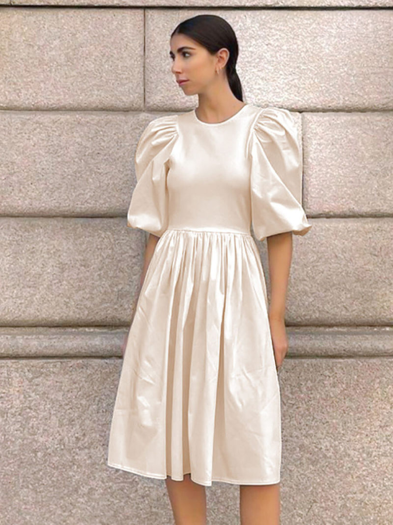 Solid Backless Mide Dresss