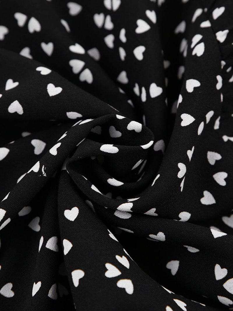 Wave point lantern sleeve dress