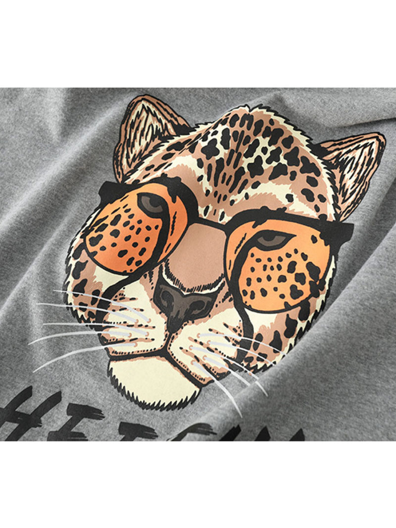 Tiger printing short sleeve T-shirt