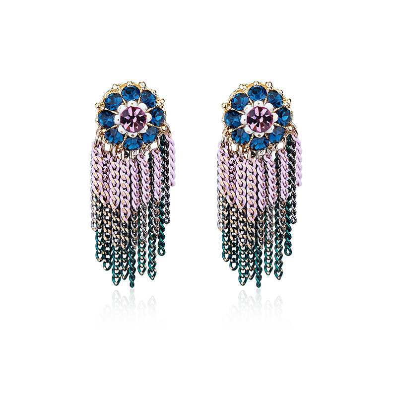 Drop earrings in bead design in mulit color c925 hoop