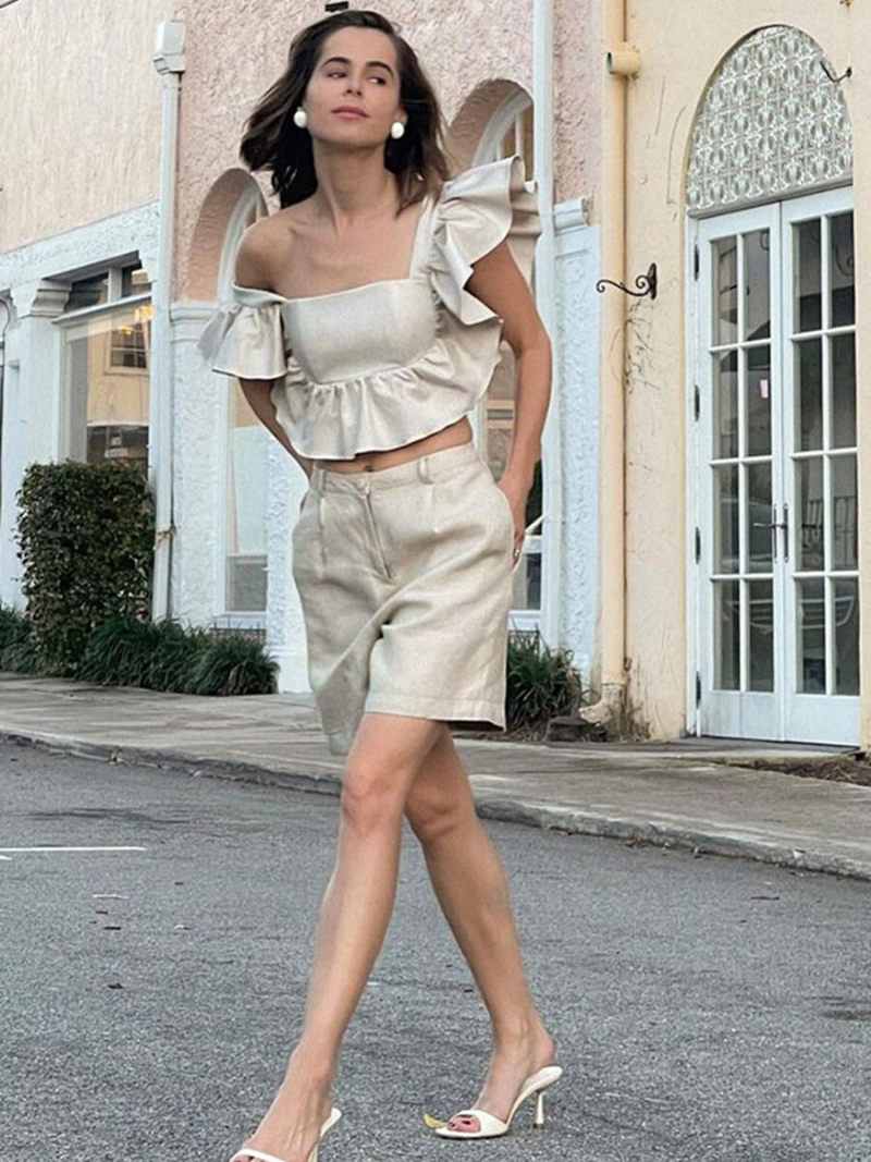 Feifei two-piece sleeve vest shorts