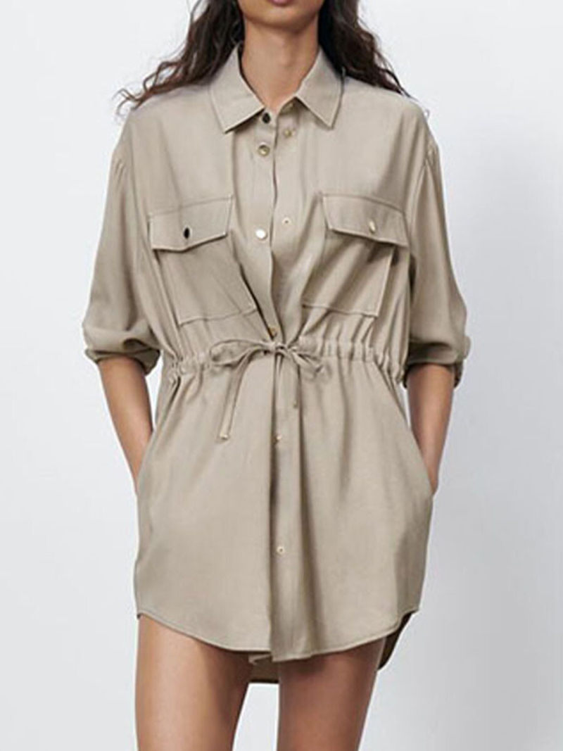 Pure color shirt jacket