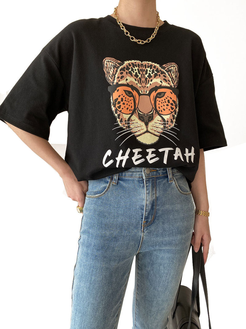Tiger printing short sleeve T-shirt