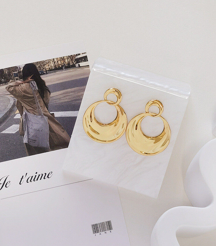 Rhinestone decor  round drop earrings s925