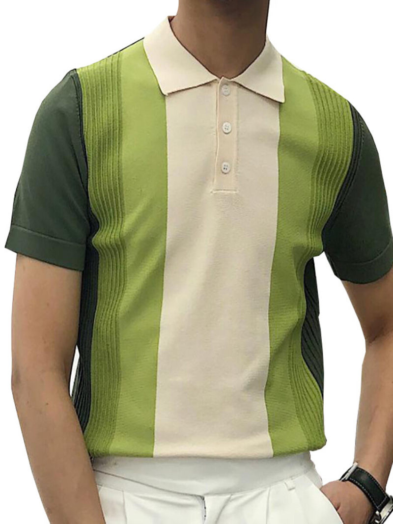 Polo With Printed Stripe  On Front