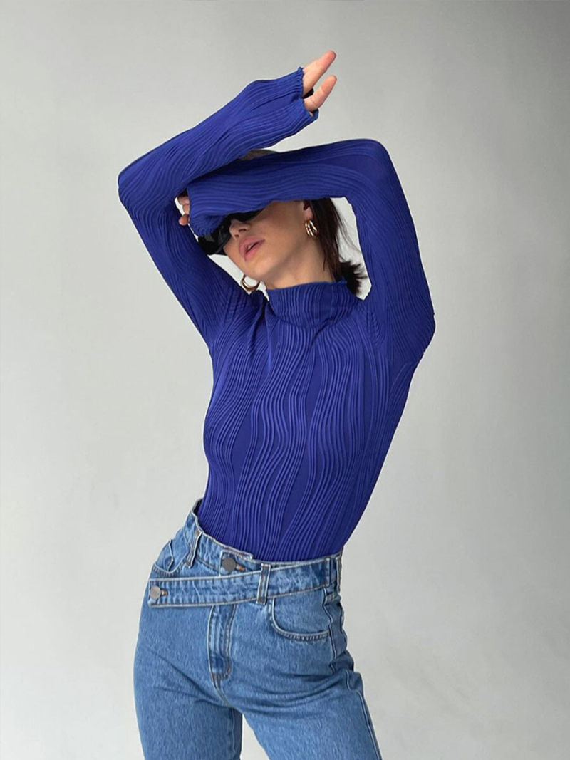 Klein midnight-blue turtle neck long sleeve T-shirt