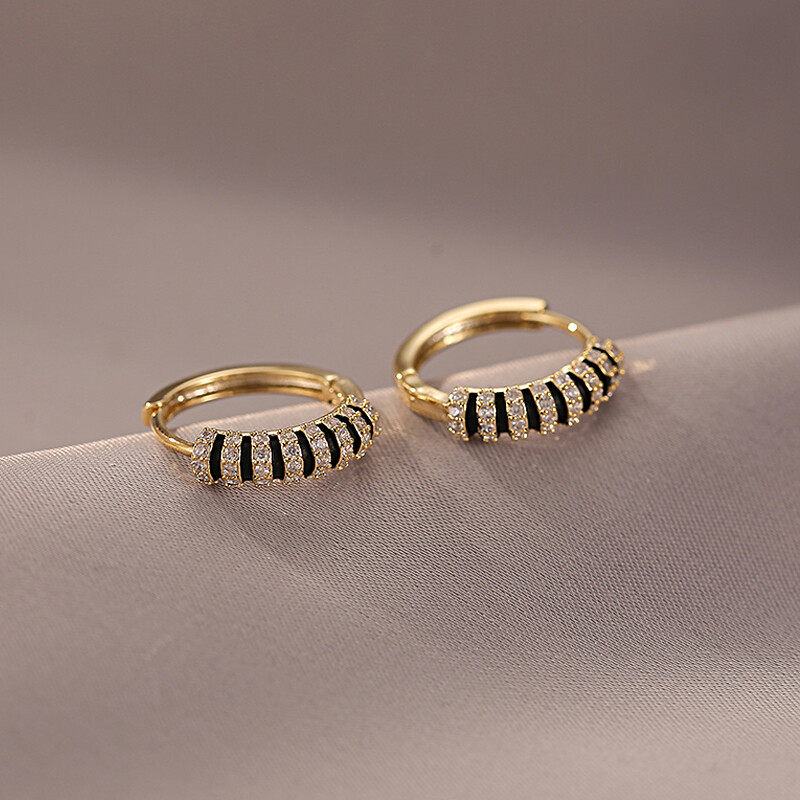 Earrings with diamante in gold s925 hoop