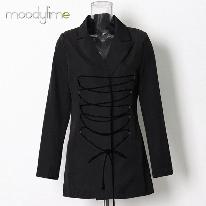 Lapel Neck Double Breasted  With Tie on Front Blazer