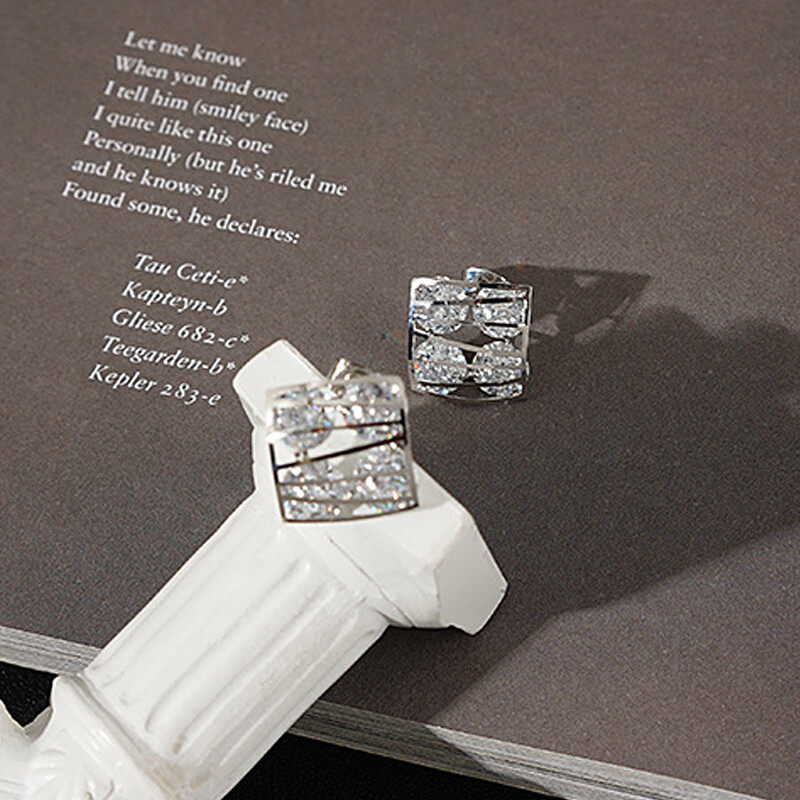 earrings S925 Hoop earrings with square shaped   s925 hoop