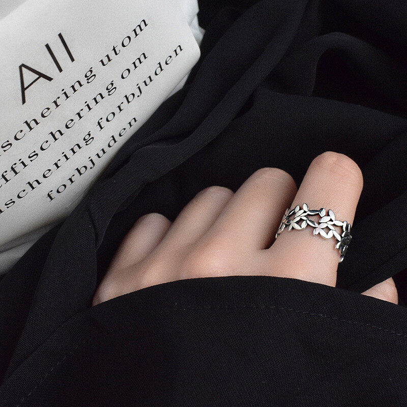 Simple maple leaves  rings s925