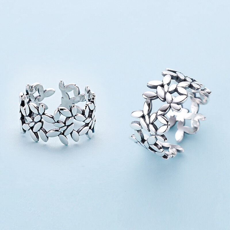 Simple maple leaves  rings s925