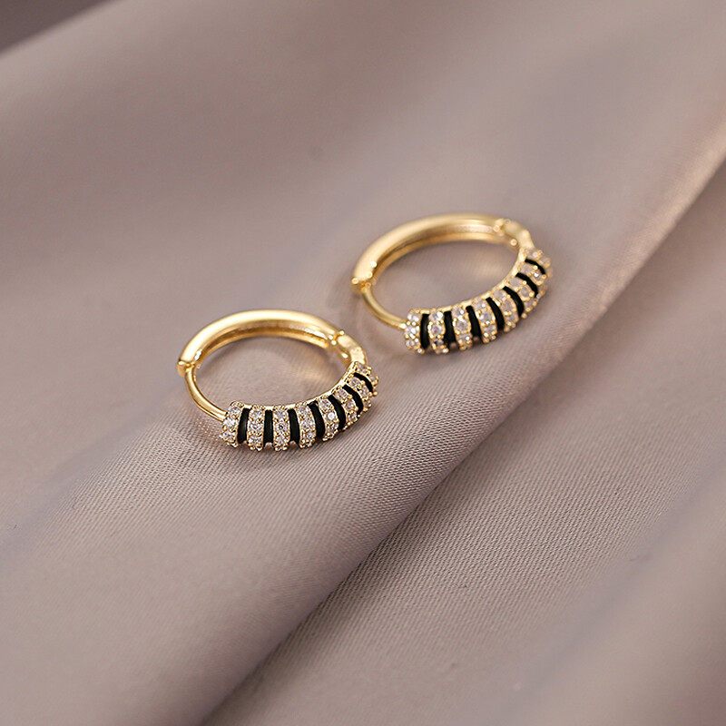 Earrings with diamante in gold s925 hoop