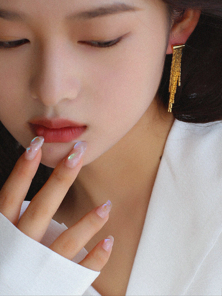 1pair tassel drop earrings coppery