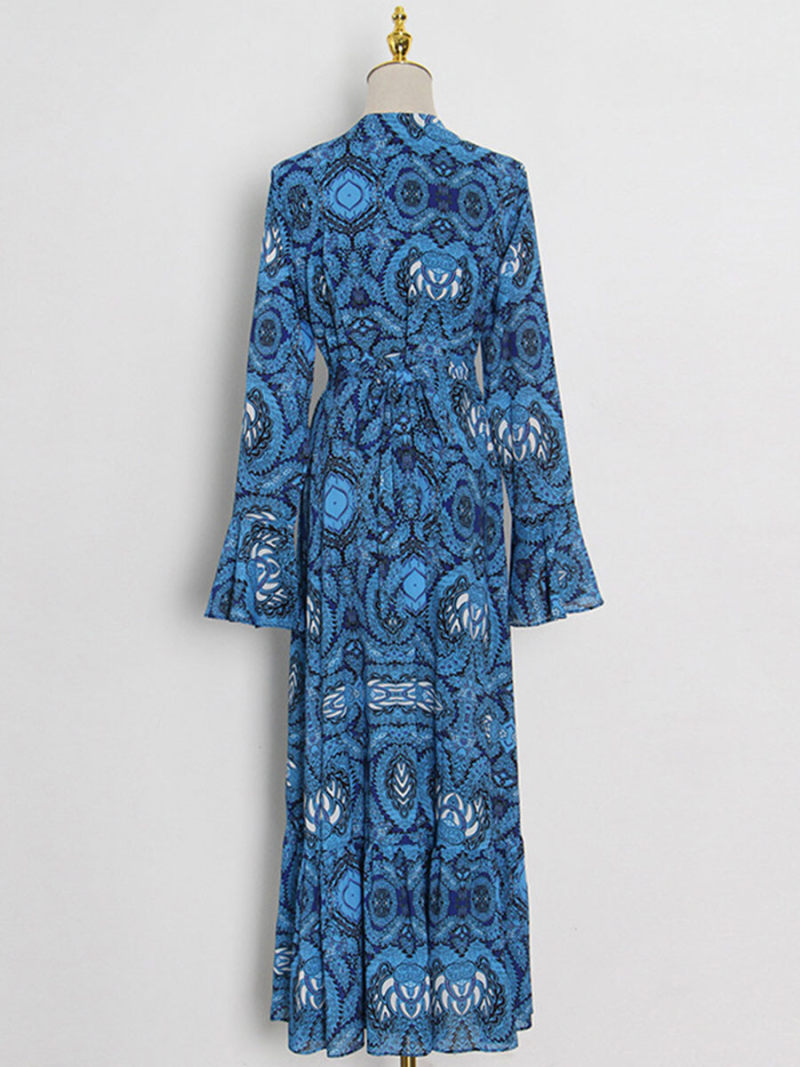 A blue print dress