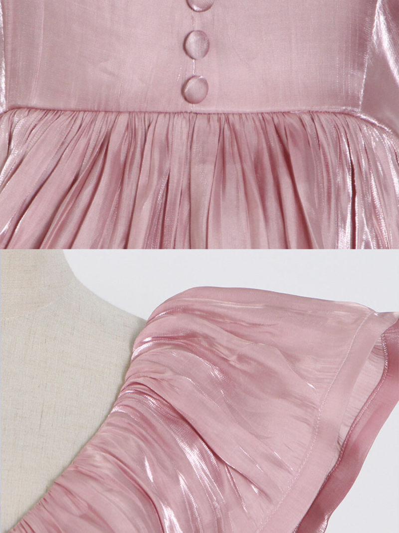 V-Neck With Frills Details Maxi Dress