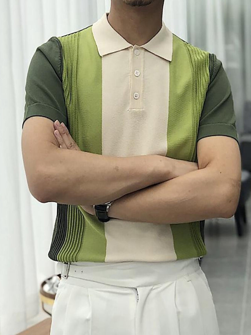 Polo With Printed Stripe  On Front