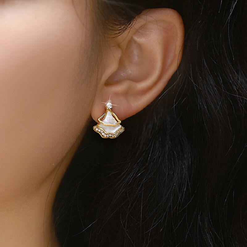 earrings Earrings With diamante in gold and shell  s925 hoop