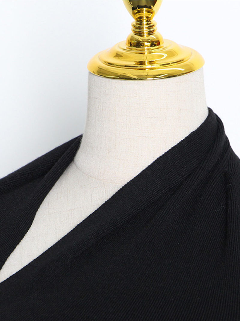 Irregular knitwear off-the-shoulder solid-colored cultivate one's morality personality