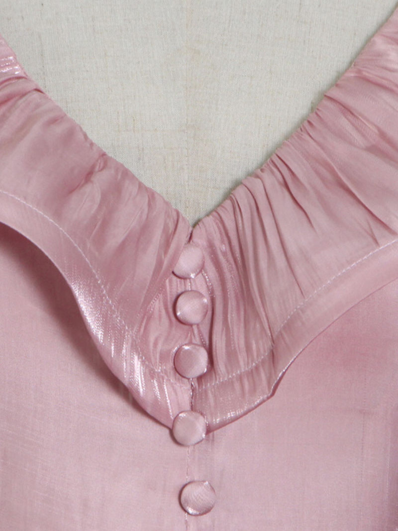 V-Neck With Frills Details Maxi Dress