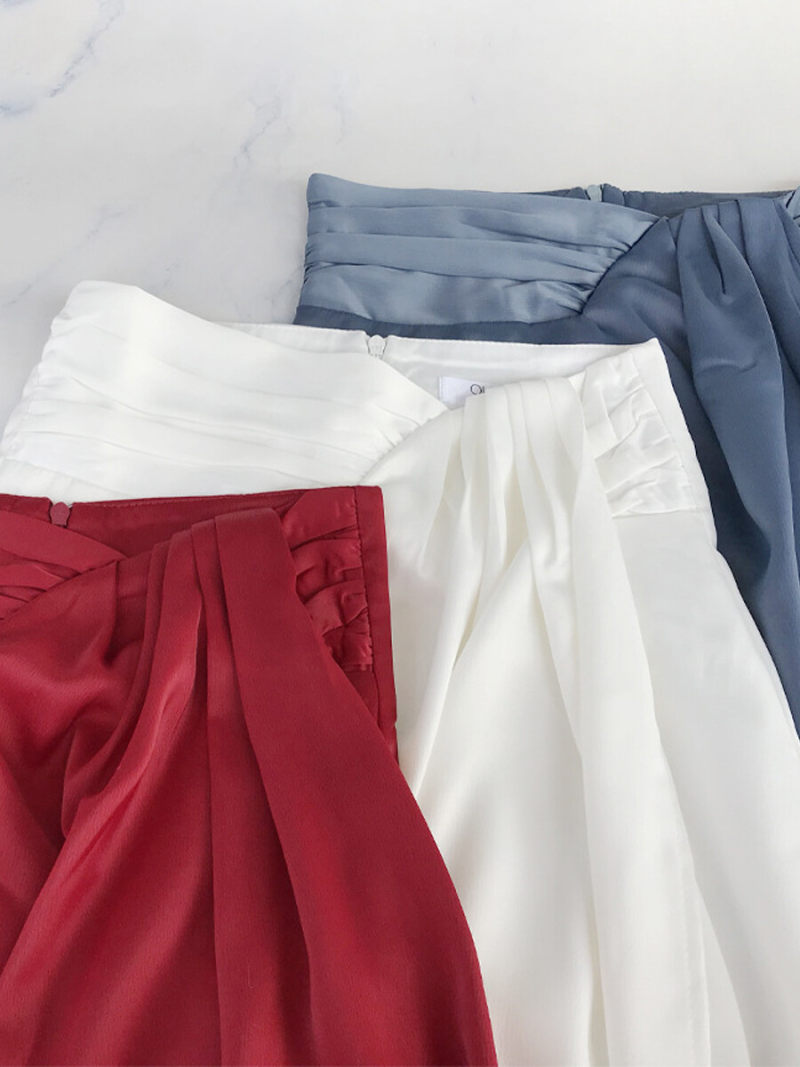 High Waist Drape    Skirt With Split  At Front