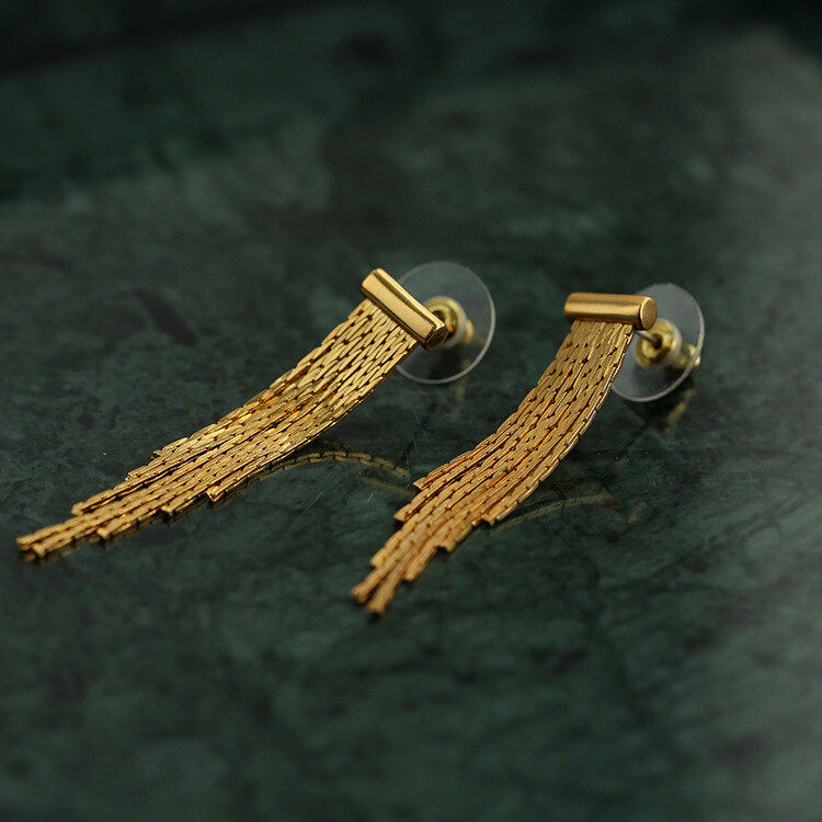 1pair tassel drop earrings coppery