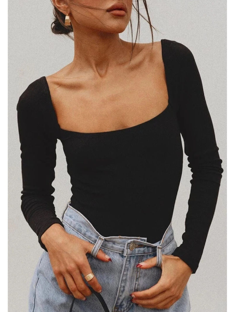 high elastic cotton Pure color long sleeve cultivate one's morality waist street hipster T-shirt