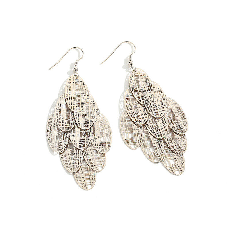 Drop earrings in leaf design  s925 hoop