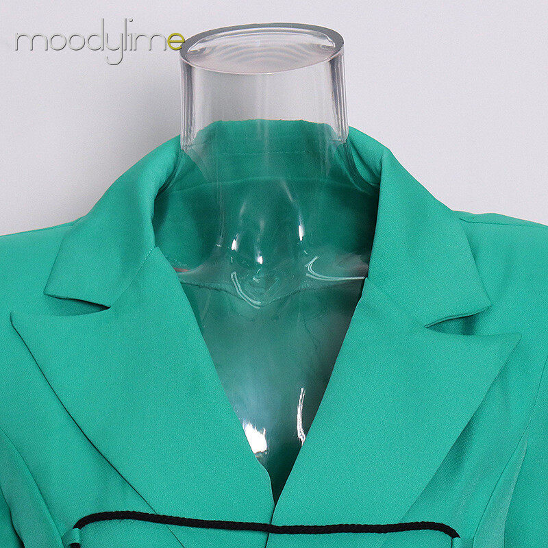 Lapel Neck Double Breasted  With Tie on Front Blazer