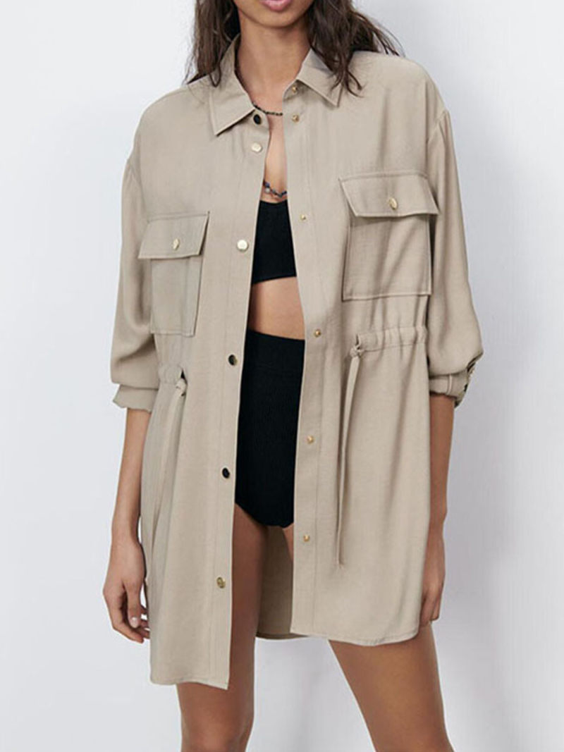 Pure color shirt jacket