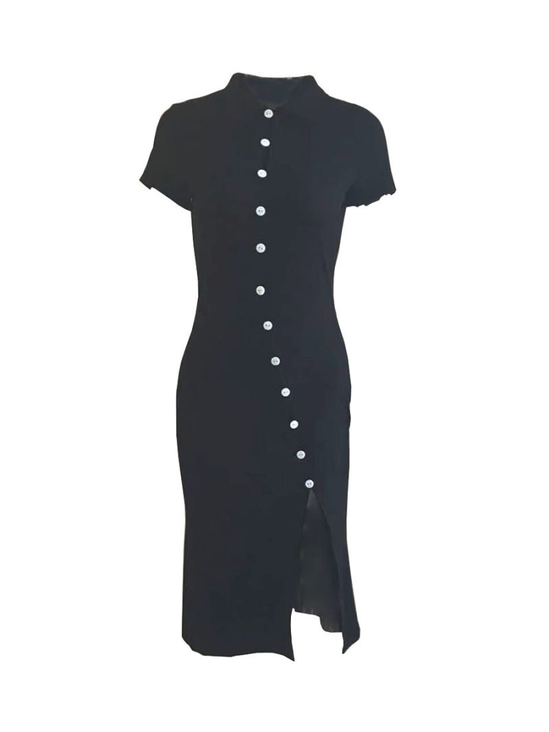 Maxi Bodycon Dress With Button On Front
