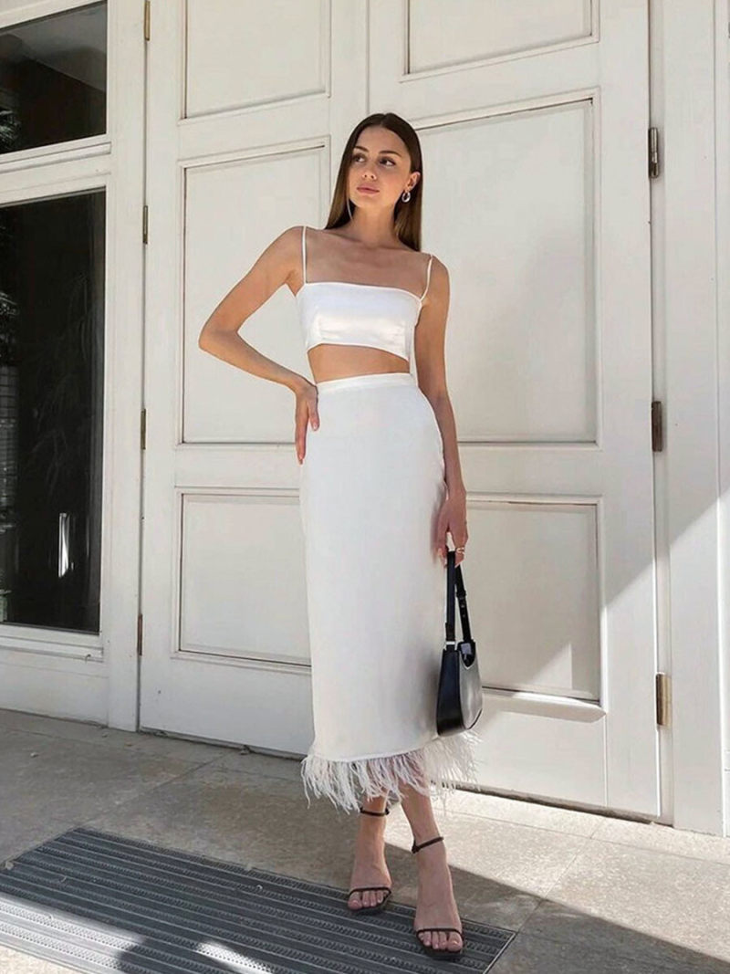 Ice silk two-piece emulation silk dress