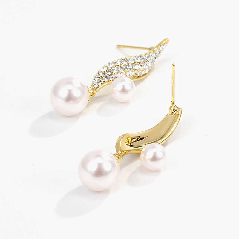 earrings Hoop crystal earrings with pearl drop  s925 hoop