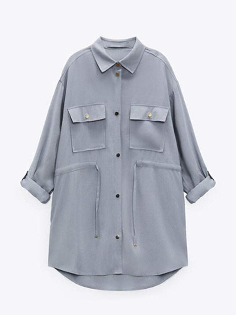 Pure color shirt jacket