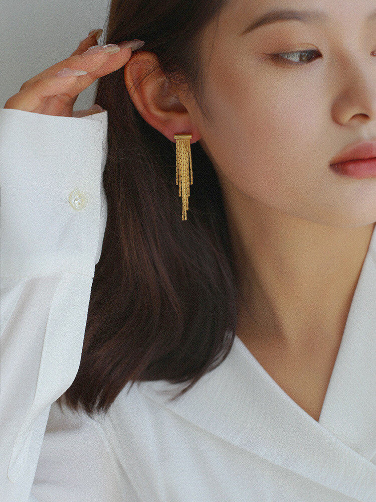 1pair tassel drop earrings coppery