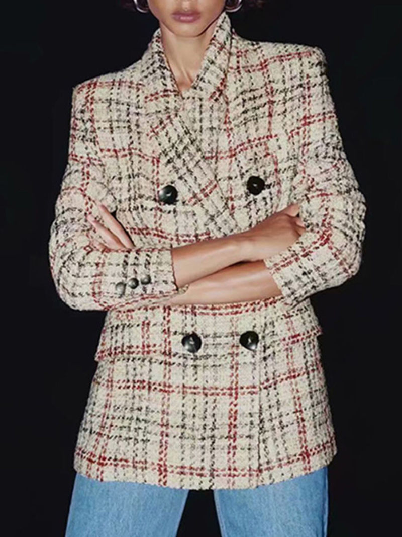 Grid tweed suit jacket
