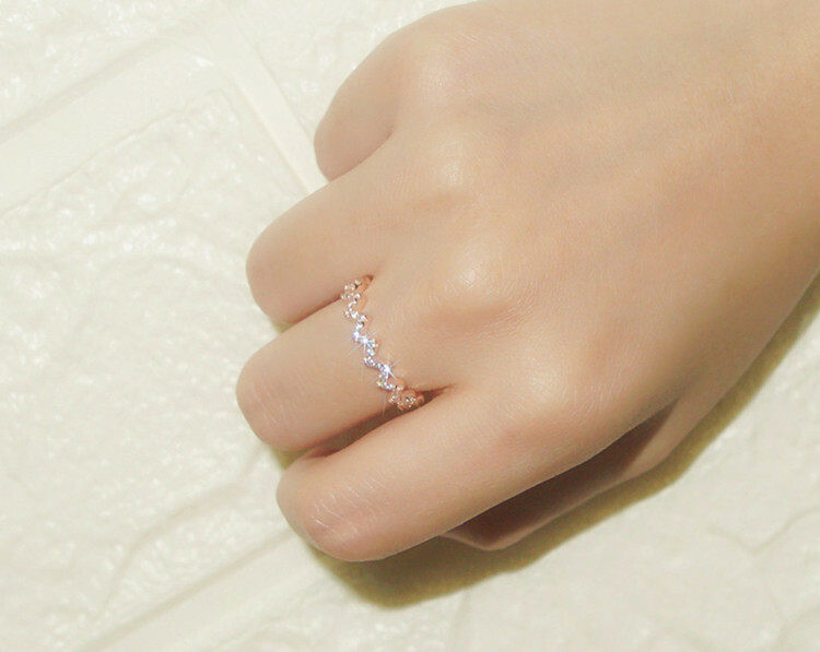 S925  rhinestone decor rings