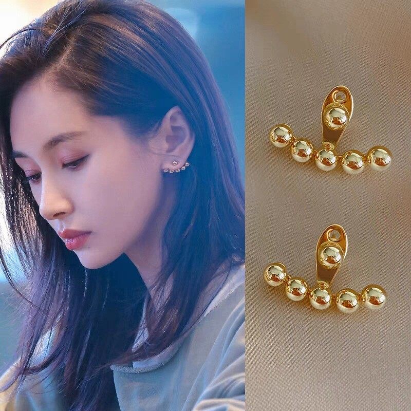 Sterling silver stud earrings with fan-shaped  crystal s925 hoop